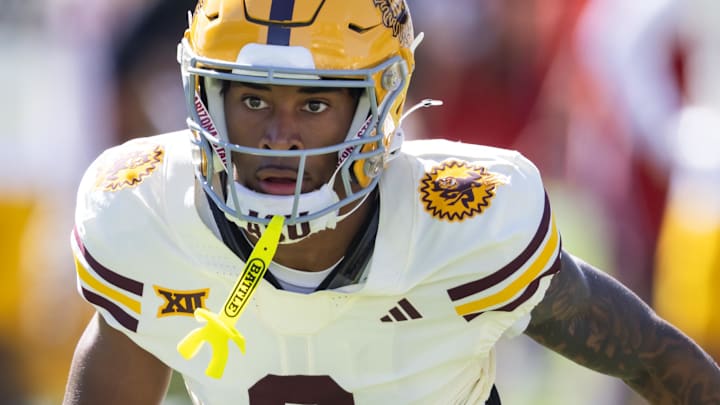 Oct 18, 2025; Tempe, Arizona, USA; Arizona State Sun Devils defensive back Rodney Bimage Jr. (0) against the Texas Tech Red Raiders at Mountain America Stadium. Mandatory Credit: Mark J. Rebilas-Imagn Images