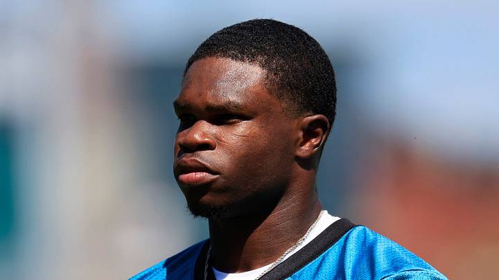 Jacksonville Jaguars wide receiver/cornerback Travis Hunter walks off the field