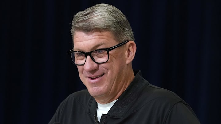 Feb 24, 2026; Indianapolis, IN, USA; Tampa Bay Buccaneers general manager Jason Licht speaks at the NFL Scouting Combine at the Indiana Convention Center. Mandatory Credit: Kirby Lee-Imagn Images Feb 24, 2026; Indianapolis, IN, USA; Tampa Bay Buccaneers general manager Jason Licht speaks at the NFL Scouting Combine at the Indiana Convention Center. Mandatory Credit: Kirby Lee-Imagn Images