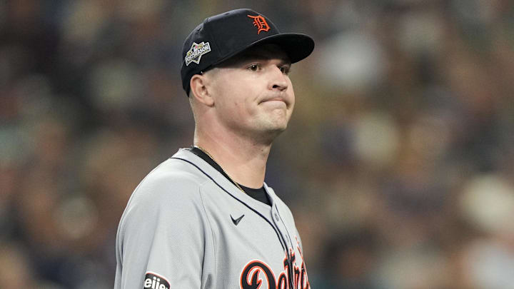 Oct 10, 2025; Seattle, Washington, USA; Detroit Tigers starting pitcher Tarik Skubal (29) walks off the field after the first inning against the Seattle Mariners during game five of the ALDS round for the 2025 MLB playoffs at T-Mobile Park. Oct 10, 2025; Seattle, Washington, USA; Detroit Tigers starting pitcher Tarik Skubal (29) walks off the field after the first inning against the Seattle Mariners during game five of the ALDS round for the 2025 MLB playoffs at T-Mobile Park.