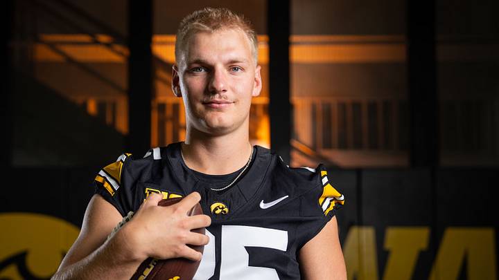 Iowa place kicker Eli Ozick (25) stands for a portrait during Hawkeye football media day, Friday, Aug. 14, 2026, in Iowa City. Iowa place kicker Eli Ozick (25) stands for a portrait during Hawkeye football media day, Friday, Aug. 14, 2026, in Iowa City.