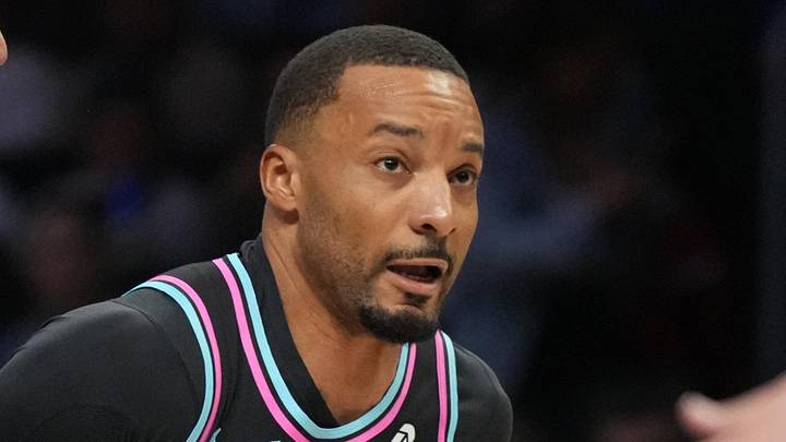 Mar 23, 2026; Miami, Florida, USA; Miami Heat guard Norman Powell (24) drives to the basket as San Antonio Spurs guard Dylan Harper (2) defends during the first half at Kaseya Center. Mandatory Credit: Jim Rassol-Imagn Images Mar 23, 2026; Miami, Florida, USA; Miami Heat guard Norman Powell (24) drives to the basket as San Antonio Spurs guard Dylan Harper (2) defends during the first half at Kaseya Center. Mandatory Credit: Jim Rassol-Imagn Images