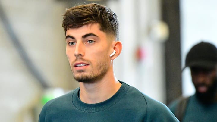Oct 14, 2023; East Hartford, Connecticut, USA; Kai Havertz of the German national team arrives at Pratt & Whitney Stadium before a match against the United States national team. Credit: Eric Canha-Imagn Images