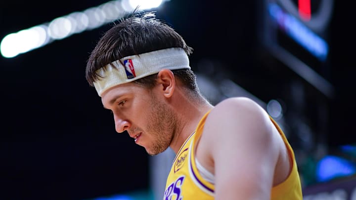 Mar 12, 2026; Los Angeles, California, USA; Los Angeles Lakers guard Austin Reaves (15) during the second half at Crypto.com Arena. Mandatory Credit: Gary A. Vasquez-Imagn Images