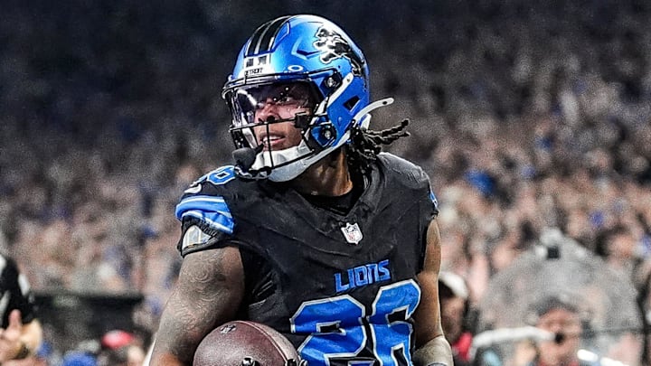 Detroit Lions running back Jahmyr Gibbs (26).