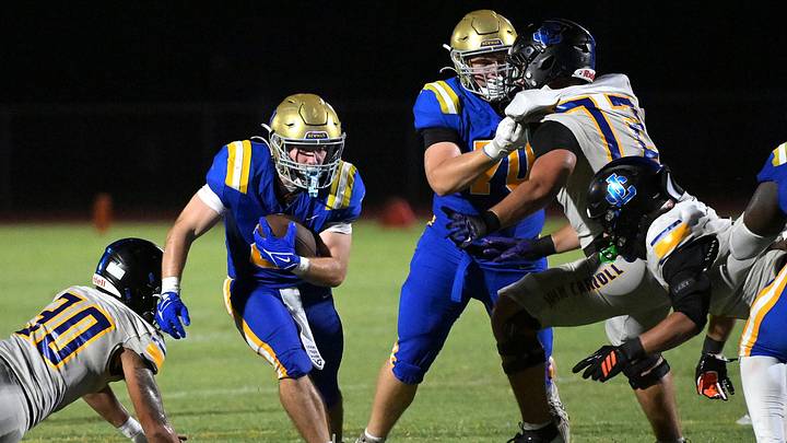 Cardinal Newman's Anthony Presto finds the opening created by the offensive line during a 45-7 win against John Carroll Catholic on Sept. 4, 2026. The defending Class 1A state champ Crusaders visit two-time defending Class 6A state champ West Boca Raton on Thursday, Sept. 10, at 6:30 p.m. Cardinal Newman's Anthony Presto finds the opening created by the offensive line during a 45-7 win against John Carroll Catholic on Sept. 4, 2026. The defending Class 1A state champ Crusaders visit two-time defending Class 6A state champ West Boca Raton on Thursday, Sept. 10, at 6:30 p.m.