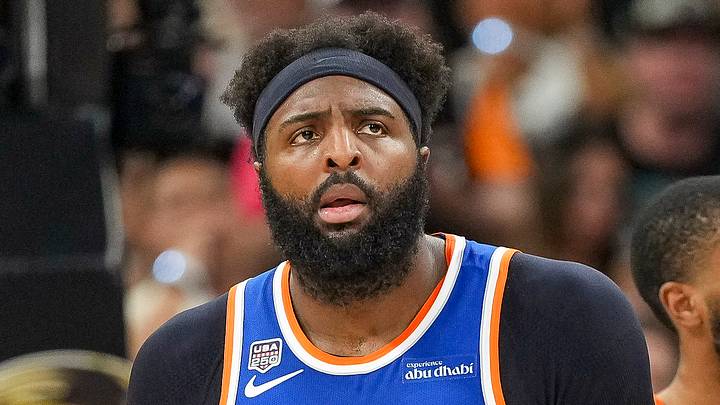 Jun 5, 2026; San Antonio, Texas, USA; Current Boston Celtics and former New York Knicks center Mitchell Robinson (23) and guard Mikal Bridges (25) look on in the second quarter during game two of the 2026 NBA Finals at Frost Bank Center. Mandatory Credit: Scott Wachter-Imagn Images Jun 5, 2026; San Antonio, Texas, USA; Current Boston Celtics and former New York Knicks center Mitchell Robinson (23) and guard Mikal Bridges (25) look on in the second quarter during game two of the 2026 NBA Finals at Frost Bank Center. Mandatory Credit: Scott Wachter-Imagn Images