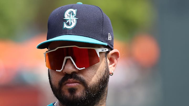 Seattle Mariners third baseman Eugenio Suarez (28) looks on before a game against the Baltimore Orioles at Oriole Park at Camden Yards on Aug. 14. Seattle Mariners third baseman Eugenio Suarez (28) looks on before a game against the Baltimore Orioles at Oriole Park at Camden Yards on Aug. 14.