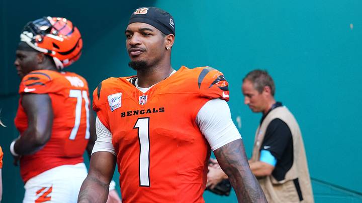 Oct 11, 2026; Miami Gardens, Florida, USA;  Cincinnati Bengals wide receiver Ja'Marr Chase (1) walks off the field after the game against the Miami Dolphins at Hard Rock Stadium.  Mandatory Credit: Rich Storry-Imagn Images