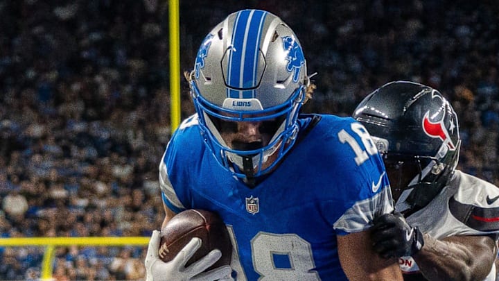 Detroit Lions wide receiver Isaac TeSlaa (18).