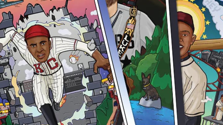 Cards of Jackie Robinson, Luke Combs, and Willie Mays from 2021 Topps x Nashville Stars baseball card set Cards of Jackie Robinson, Luke Combs, and Willie Mays from 2021 Topps x Nashville Stars baseball card set