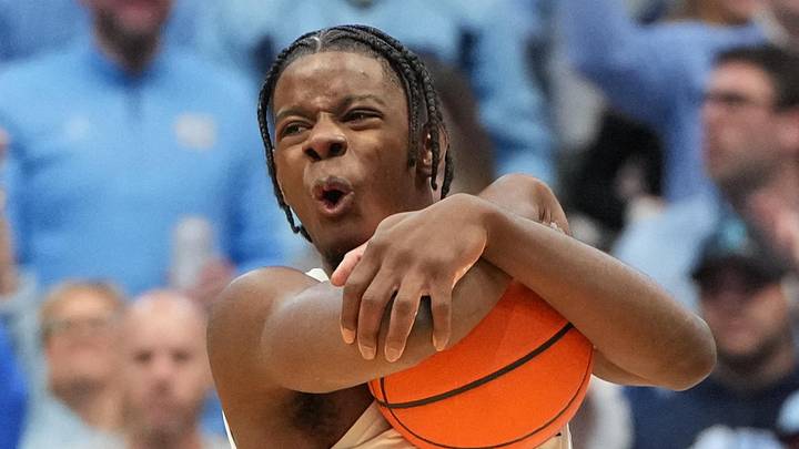 Feb 7, 2026; Chapel Hill, North Carolina, USA; North Carolina Tar Heels forward Caleb Wilson (8) reacts in the second half at Dean E. Smith Center. Mandatory Credit: Bob Donnan-Imagn Images Feb 7, 2026; Chapel Hill, North Carolina, USA; North Carolina Tar Heels forward Caleb Wilson (8) reacts in the second half at Dean E. Smith Center. Mandatory Credit: Bob Donnan-Imagn Images