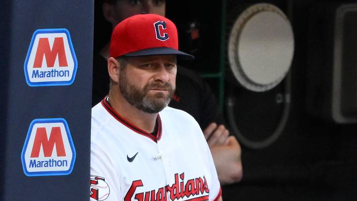 Aug 4, 2026; Cleveland, Ohio, USA; Cleveland Guardians third baseman Gabriel Arias (13) walks past manager Stephen Vogt (12) after striking out in the sixth inning against the New York Mets at Progressive Field. Mandatory Credit: David Richard-Imagn Images Aug 4, 2026; Cleveland, Ohio, USA; Cleveland Guardians third baseman Gabriel Arias (13) walks past manager Stephen Vogt (12) after striking out in the sixth inning against the New York Mets at Progressive Field. Mandatory Credit: David Richard-Imagn Images