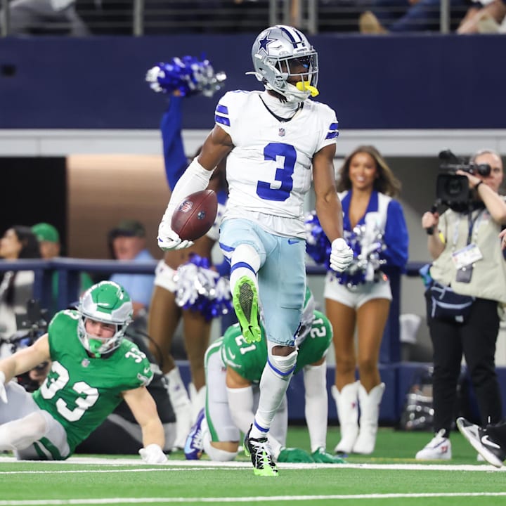 Dallas Cowboys wide receiver George Pickens reacts after a play against the Philadelphia Eagles at AT&T Stadium.