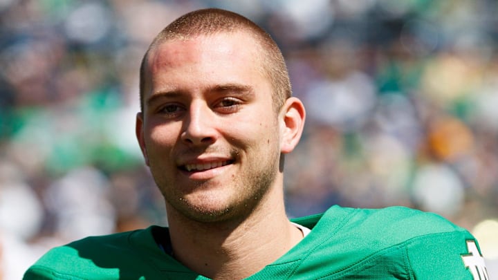 Notre Dame quarterback CJ Carr during the Notre Dame Blue-Gold spring football game at Notre Dame Stadium on Saturday, April 12, 2025, in South Bend.