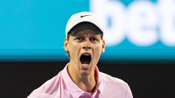 Jannik Sinner celebrates his victory at the Miami Open