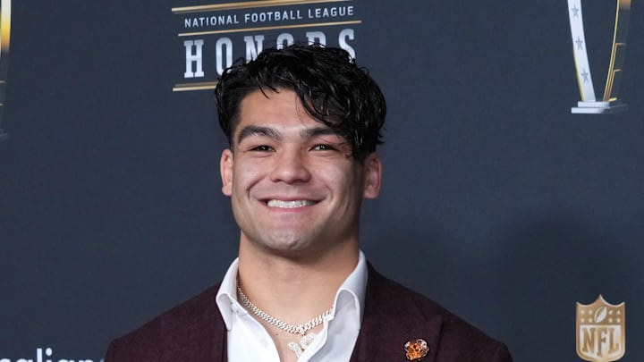 Feb 5, 2026; San Francisco, CA, USA; Puka Nacua on the NFL Honors Red Carpet before Super Bowl LX at Palace of Fine Arts. Mandatory Credit: Kirby Lee-Imagn Images