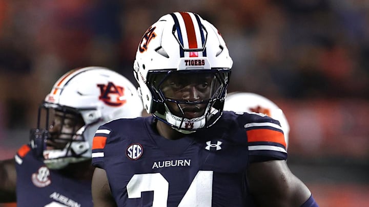 Former Auburn Tigers nose tackle Keyron Crawford against the New Mexico Lobos.
