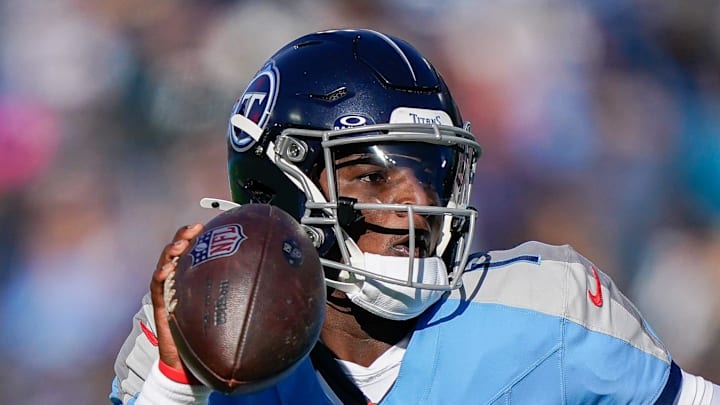 Tennessee Titans quarterback Cam Ward looks downfield during the fourth quarter against the Jacksonville Jaguars.