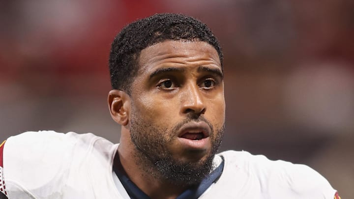 Washington Commanders linebacker Bobby Wagner on the field during a game against the Atlanta Falcons.