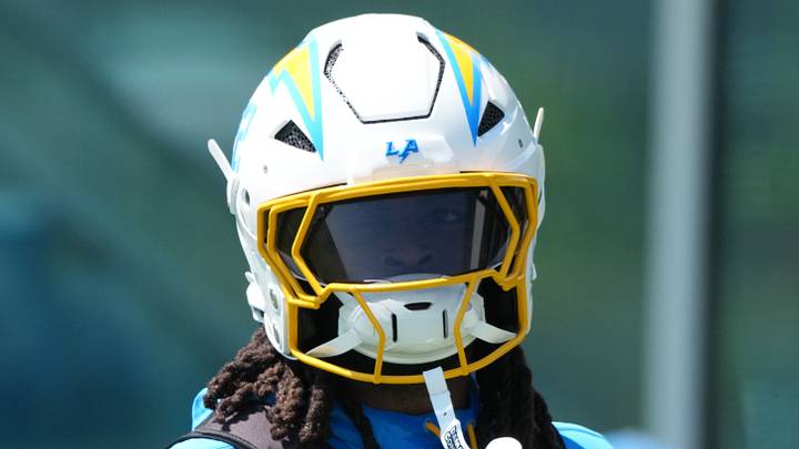Aug 7, 2025; El Segundo, CA, USA; Los Angeles Chargers running back Najee Harris (22) during training camp at The Bolt. Mandatory Credit: Kirby Lee-Imagn Images Aug 7, 2025; El Segundo, CA, USA; Los Angeles Chargers running back Najee Harris (22) during training camp at The Bolt. Mandatory Credit: Kirby Lee-Imagn Images