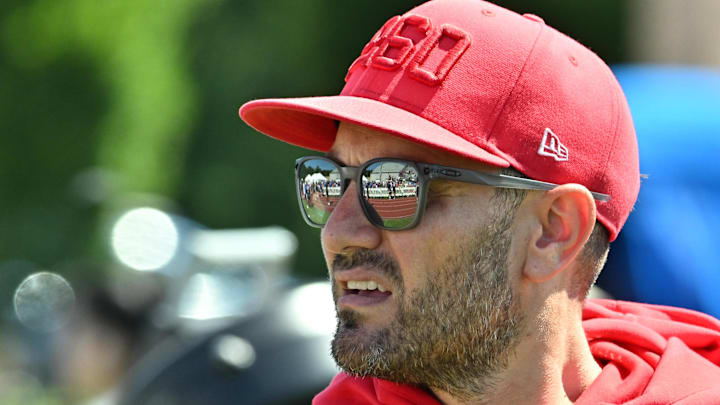 New Green Bay Packers assistant coach Bobby Babich is shown at training camp last year with the Bills.