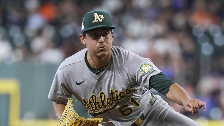 Jun 7, 2026; Houston, Texas, USA; Athletics starting pitcher Gage Jump (61) delivers a pitch during the second inning against the Houston Astros at Daikin Park. Mandatory Credit: Troy Taormina-Imagn Images Jun 7, 2026; Houston, Texas, USA; Athletics starting pitcher Gage Jump (61) delivers a pitch during the second inning against the Houston Astros at Daikin Park. Mandatory Credit: Troy Taormina-Imagn Images