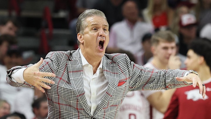 Arkansas Razorbacks coach John Calipari during the second  half against the Auburn Tigers at Bud Walton Arena in Fayetteville, Ark.