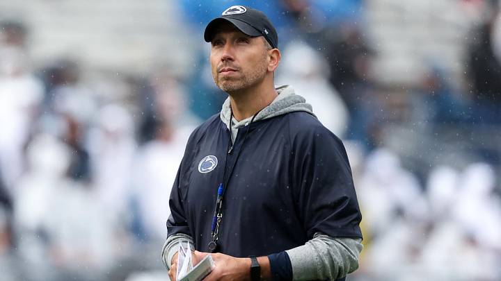 Apr 25, 2026; University Park, PA, USA; Penn State Nittany Lions head coach Matt Campbell looks on from the field during the Penn State Blue-White Spring game at Beaver Stadium. Mandatory Credit: Matthew O'Haren-Imagn Images