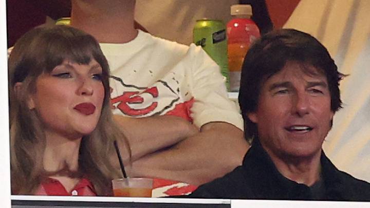 Taylor Swift and Tom Cruise watch the Denver Broncos versus Kansas City Chiefs