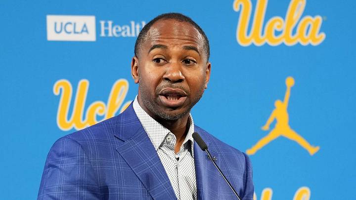 Dec 9, 2025; Los Angeles, CA, USA; UCLA Bruins athletic director Martin Jarmond speaks at press conference at Renee Luskin Conference Center Centennial Ballroom. Mandatory Credit: Kirby Lee-Imagn Images Dec 9, 2025; Los Angeles, CA, USA; UCLA Bruins athletic director Martin Jarmond speaks at press conference at Renee Luskin Conference Center Centennial Ballroom. Mandatory Credit: Kirby Lee-Imagn Images