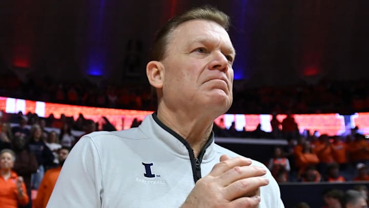 Illinois Fighting Illini coach Brad Underwood against the Indiana Hoosiers at State Farm Center. 