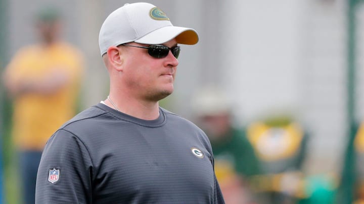 Green Bay Packers offensive coordinator Nathaniel Hackett during practice at Clarke Hinkle Field on Wednesday, May 29, 2019 in Ashwaubenon, Wis Green Bay Packers offensive coordinator Nathaniel Hackett during practice at Clarke Hinkle Field on Wednesday, May 29, 2019 in Ashwaubenon, Wis