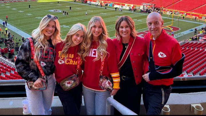 Greg Sharpe with his family prior to the start of the Monday Night Football contest between the Kansas City Chiefs and New Orleans Saints. 