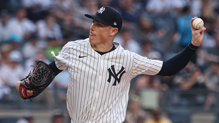 Jun 18, 2025; Bronx, New York, USA; New York Yankees relief pitcher Ryan Yarbrough (33) delivers a pitch during the first inning against the Los Angeles Angels at Yankee Stadium. Mandatory Credit: Vincent Carchietta-Imagn Images Jun 18, 2025; Bronx, New York, USA; New York Yankees relief pitcher Ryan Yarbrough (33) delivers a pitch during the first inning against the Los Angeles Angels at Yankee Stadium. Mandatory Credit: Vincent Carchietta-Imagn Images