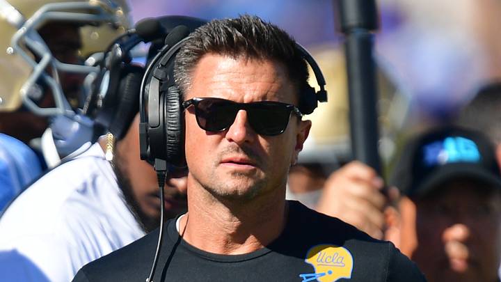Oct 24, 2026; Pasadena, California, USA;  UCLA Bruins head coach Bob Chesney looks on during the first half against the Michigan State Spartans at Rose Bowl.  Mandatory Credit: Gary A. Vasquez-Imagn Images