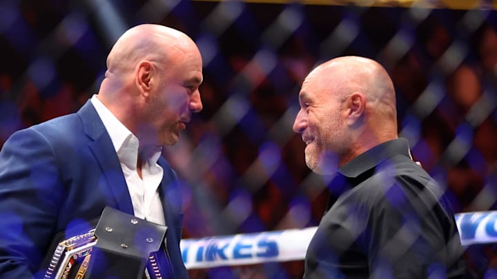 Joe Rogan suggests ‘crazy’ twist for upcoming UFC lightweight, featherweight title bouts. 