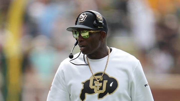 Sep 26, 2026; Waco, Texas, USA;  Colorado Buffaloes head coach Deion Sanders looks on during the second half against the Baylor Bears at McLane Stadium.