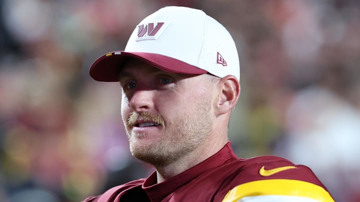 Washington Commanders place kicker Matt Gay looks on from the sidelines against the Cincinnati Bengals.