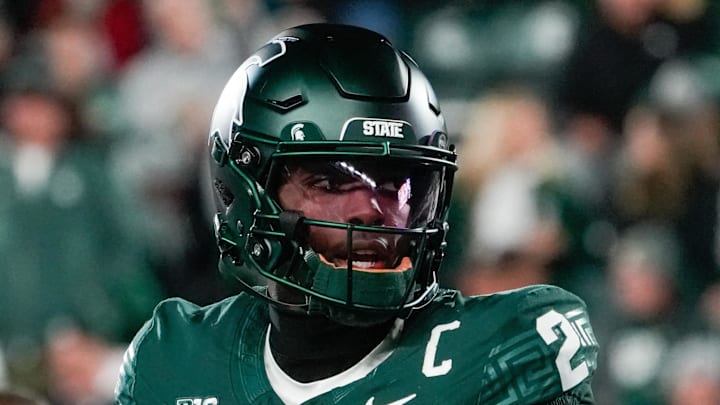 Oct 25, 2025; East Lansing, Michigan, USA; Michigan State Spartans quarterback Aidan Chiles (2) warms up prior to a game against the Michigan Wolverines at Spartan Stadium.