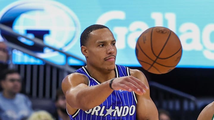 Orlando Magic guard Desmond Bane passes the ball in front of Boston Celtics guard Derrick White. Orlando Magic guard Desmond Bane passes the ball in front of Boston Celtics guard Derrick White.