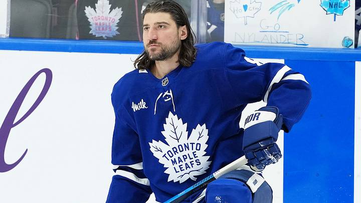 Apr 17, 2025; Toronto, Ontario, CAN; Toronto Maple Leafs defenseman Chris Tanev (8) stretches during the warmup before a game against the Detroit Red Wings at Scotiabank Arena. Mandatory Credit: Nick Turchiaro-Imagn Images Apr 17, 2025; Toronto, Ontario, CAN; Toronto Maple Leafs defenseman Chris Tanev (8) stretches during the warmup before a game against the Detroit Red Wings at Scotiabank Arena. Mandatory Credit: Nick Turchiaro-Imagn Images