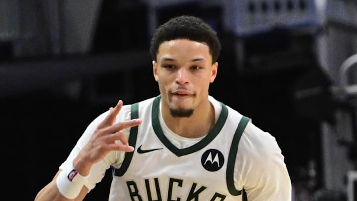 Milwaukee Bucks guard Ryan Rollins (13) reacts after scoring a 3-point basket in the 3rd quarter against the New York Knicks at Fiserv Forum on October 28, 2025. Milwaukee Bucks guard Ryan Rollins (13) reacts after scoring a 3-point basket in the 3rd quarter against the New York Knicks at Fiserv Forum on October 28, 2025.
