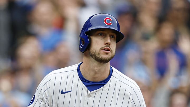 Apr 18, 2025; Chicago, Illinois, USA; Chicago Cubs outfielder Kyle Tucker (30) watches his two-run home run against the Arizona Diamondbacks during the eighth inning at Wrigley Field. Mandatory Credit: Kamil Krzaczynski-Imagn Images Apr 18, 2025; Chicago, Illinois, USA; Chicago Cubs outfielder Kyle Tucker (30) watches his two-run home run against the Arizona Diamondbacks during the eighth inning at Wrigley Field. Mandatory Credit: Kamil Krzaczynski-Imagn Images