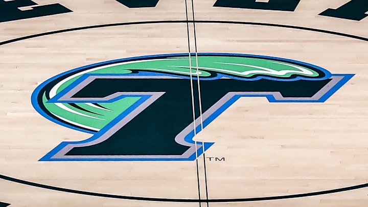 Feb 8, 2017; New Orleans, LA, USA; Devlin Fieldhouse logo at midcourt before the game between Houston Cougars and Tulane Green Wave at Devlin Fieldhouse. Feb 8, 2017; New Orleans, LA, USA; Devlin Fieldhouse logo at midcourt before the game between Houston Cougars and Tulane Green Wave at Devlin Fieldhouse.