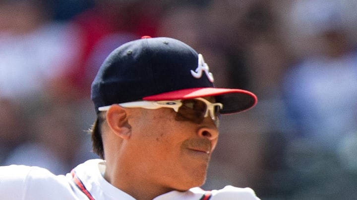 Atlanta Braves pitcher Jesse Chavez (60) pitches the ball against the Toronto Blue Jays during the ninth inning at Truist Park in 2024. Atlanta Braves pitcher Jesse Chavez (60) pitches the ball against the Toronto Blue Jays during the ninth inning at Truist Park in 2024.