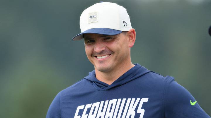 Seattle Seahawks head coach Mike MacDonald during the first training camp at Virginia Mason Athletic Center.