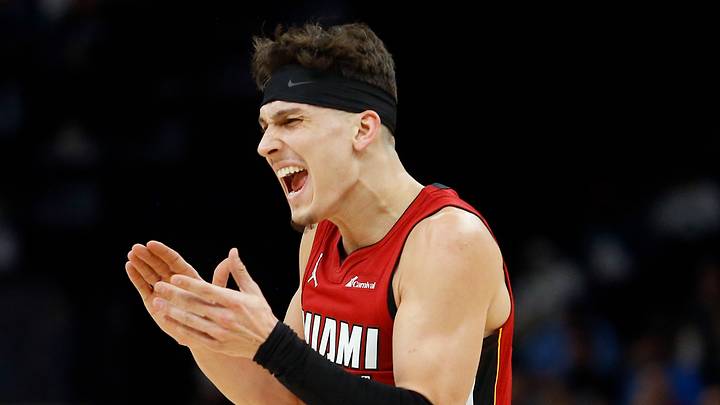 Miami Heat guard Tyler Herro (14) reacts during the first half against the Memphis Grizzlies at FedExForum on November 8, 2023.