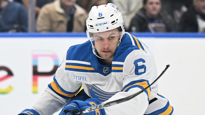 Nov 18, 2025; Toronto, Ontario, CAN;  St. Louis Blues defenseman Philip Broberg (6) skates against the Toronto Maple Leafs in the third period at Scotiabank Arena. Mandatory Credit: Dan Hamilton-Imagn Images