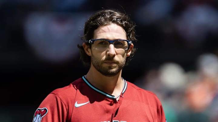 Apr 1, 2026; Phoenix, Arizona, USA; Arizona Diamondbacks pitcher Zac Gallen against the Detroit Tigers at Chase Field. Mandatory Credit: Mark J. Rebilas-Imagn Images